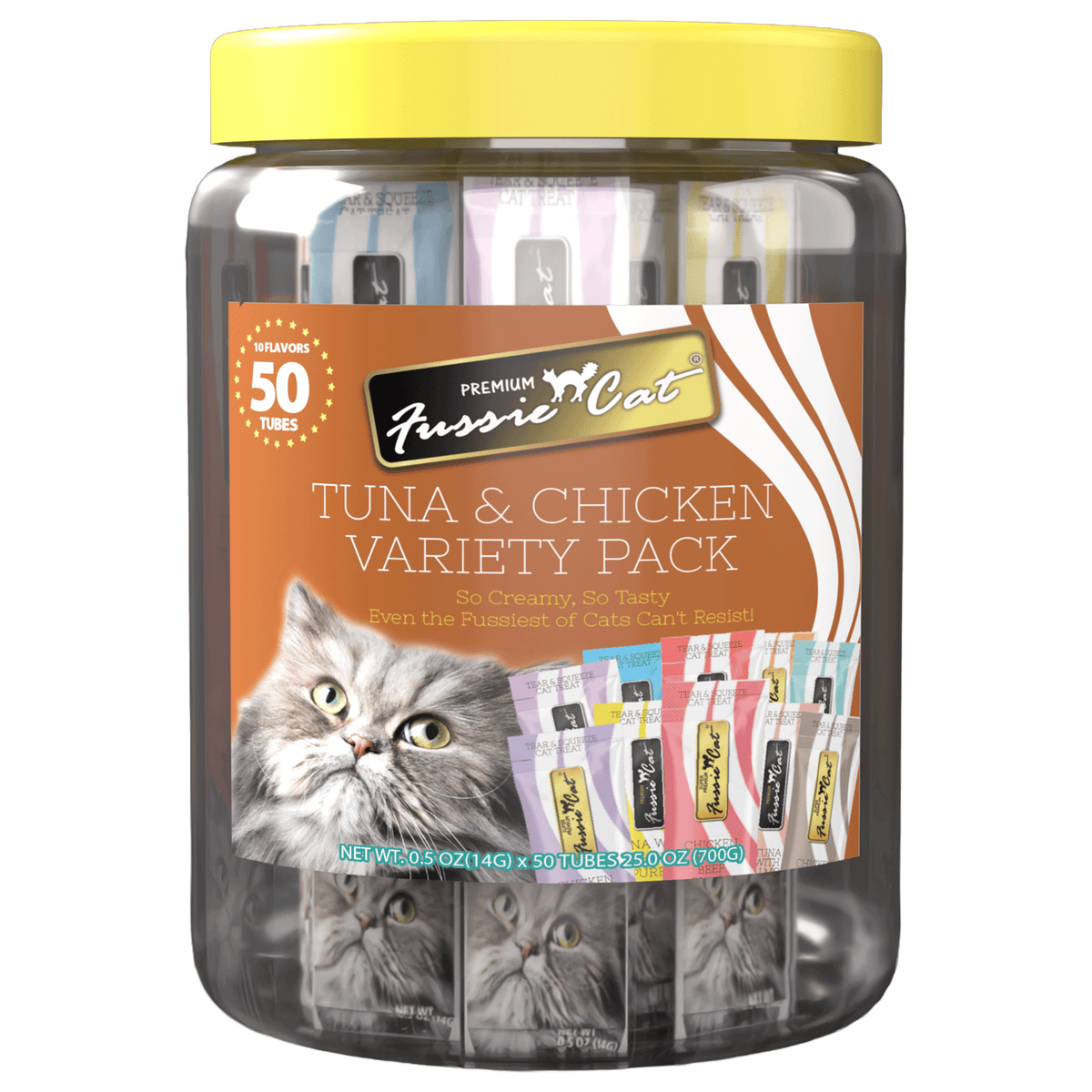 Fussie Cat Purée de Thon & Poulet Emballage Varié 10 Saveurs pour chat