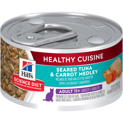 Hill's Science Diet Sénior 11+ Healthy Cuisine Chat Mélange de Thon Grillé Carottes