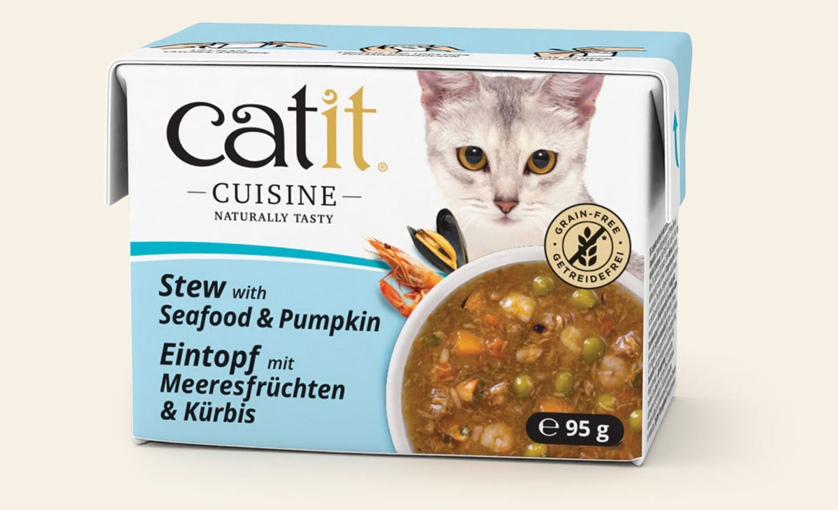Nourriture humide Catit Cuisine, Ragoût avec fruits de mer, thon et citrouille pour chat