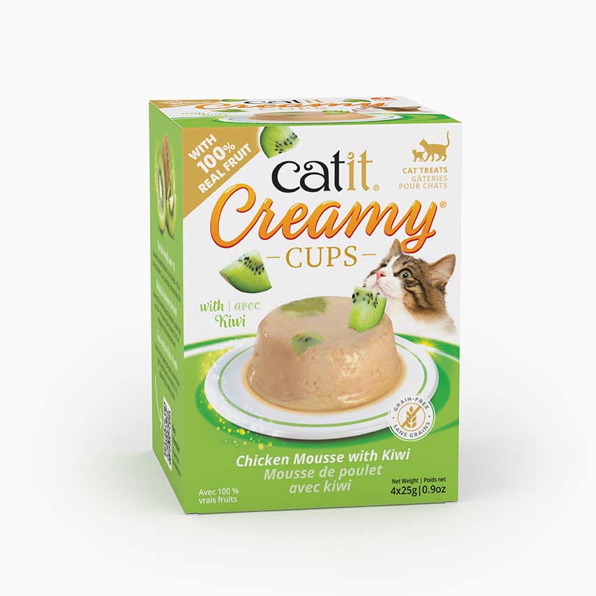 Gâteries Catit Creamy Cups, Mousse de poulet avec kiwi pour chat