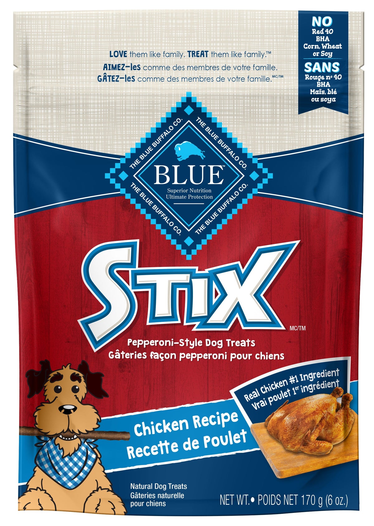 Blue Buffalo Stix Gâteries Bâtons de Poulet & Riz Brun pour Chiens