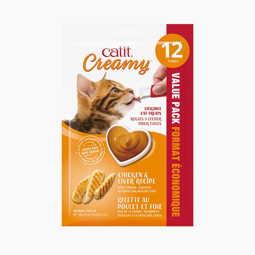 Gâteries crémeuses Catit Creamy à lécher, Poulet et foie pour chat