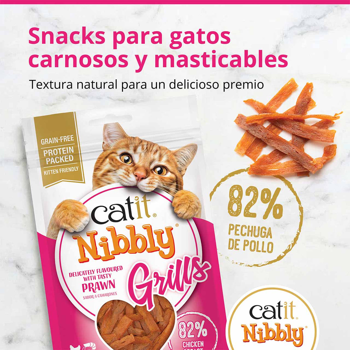Gâteries Catit Nibbly Grills, Grillades, Poulet et arôme de crevette pour chat