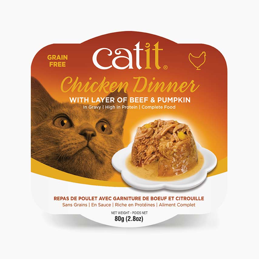 Repas de poulet Catit avec bœuf et citrouille pour chat