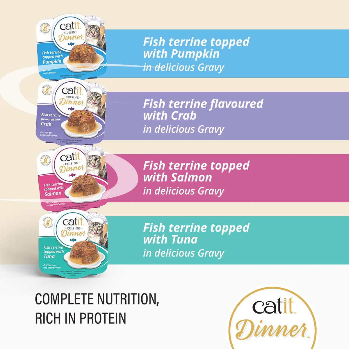 Repas de poisson Catit avec arôme de crabe et citrouille pour chat