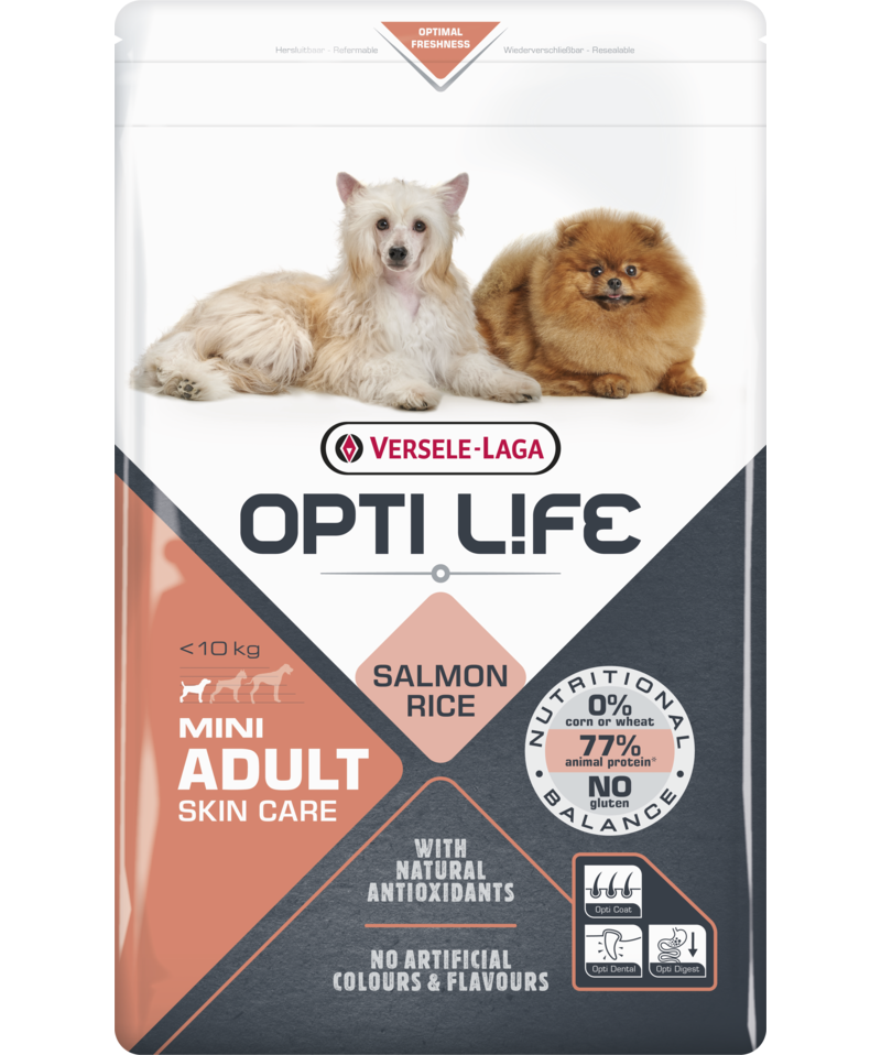 Optilife chien adulte soin de la peau mini saumon