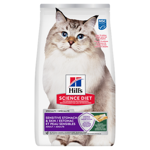 Hill's Science Diet Estomac & Peau Sensible Chat Goberge Durable & Orge