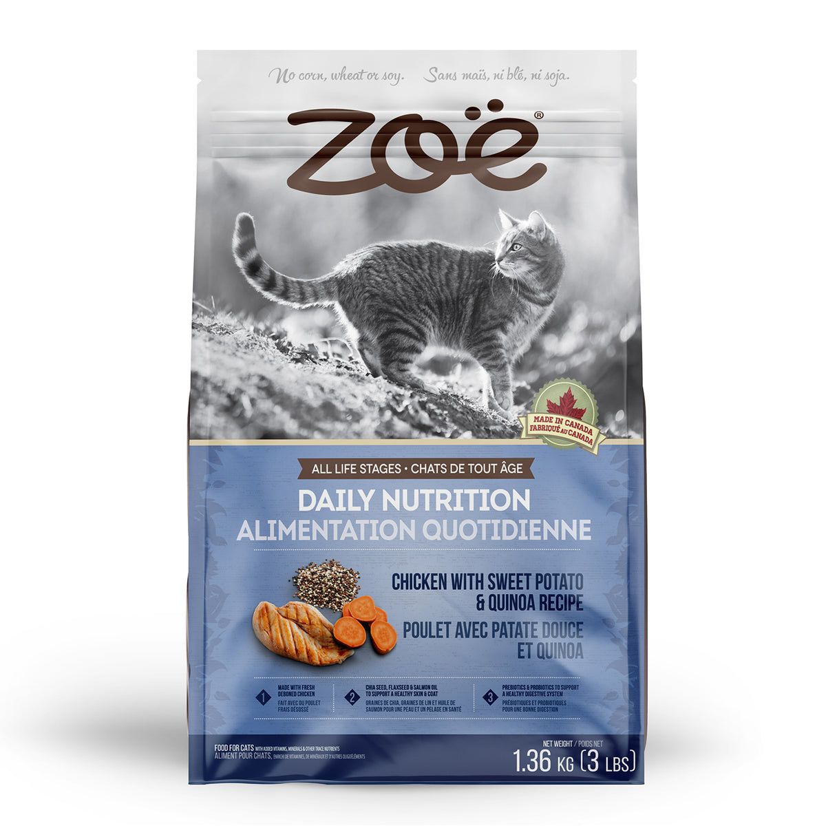 Zoë Nourriture pour Chats, Poulet avec Patate Douce et Quinoa