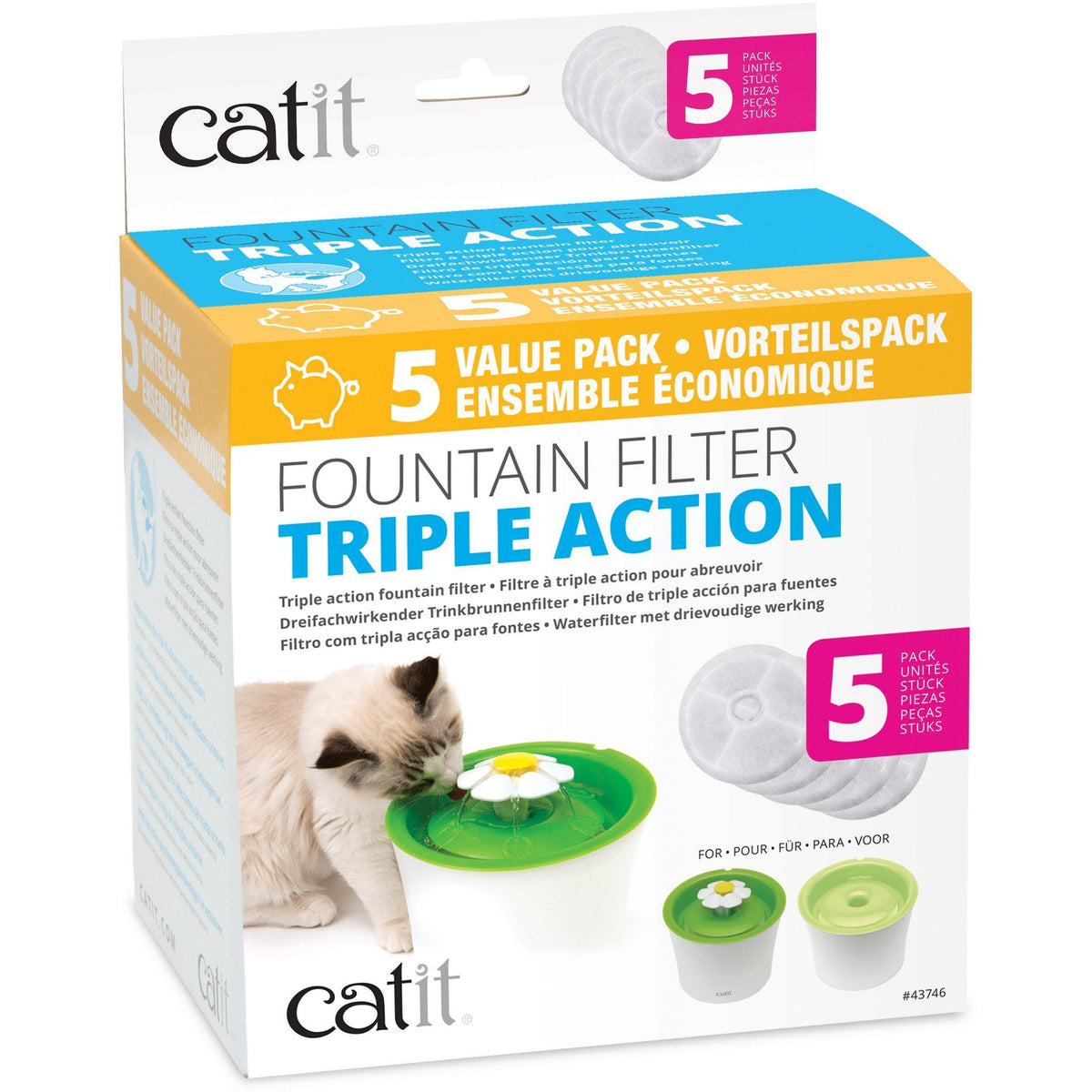 Filtres adoucisseurs d’eau Catit à triple action pour chat