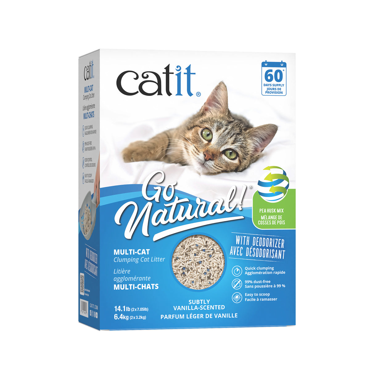 Litière agglomérante Catit Go Natural! à base de cosses de pois
