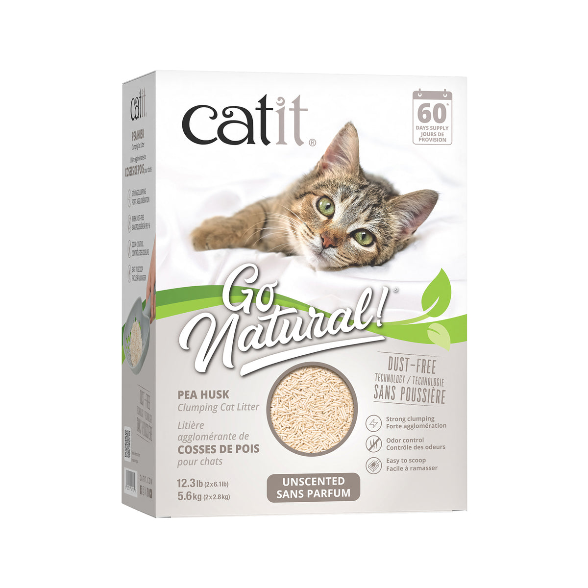 Litière agglomérante Catit Go Natural! à base de cosses de pois