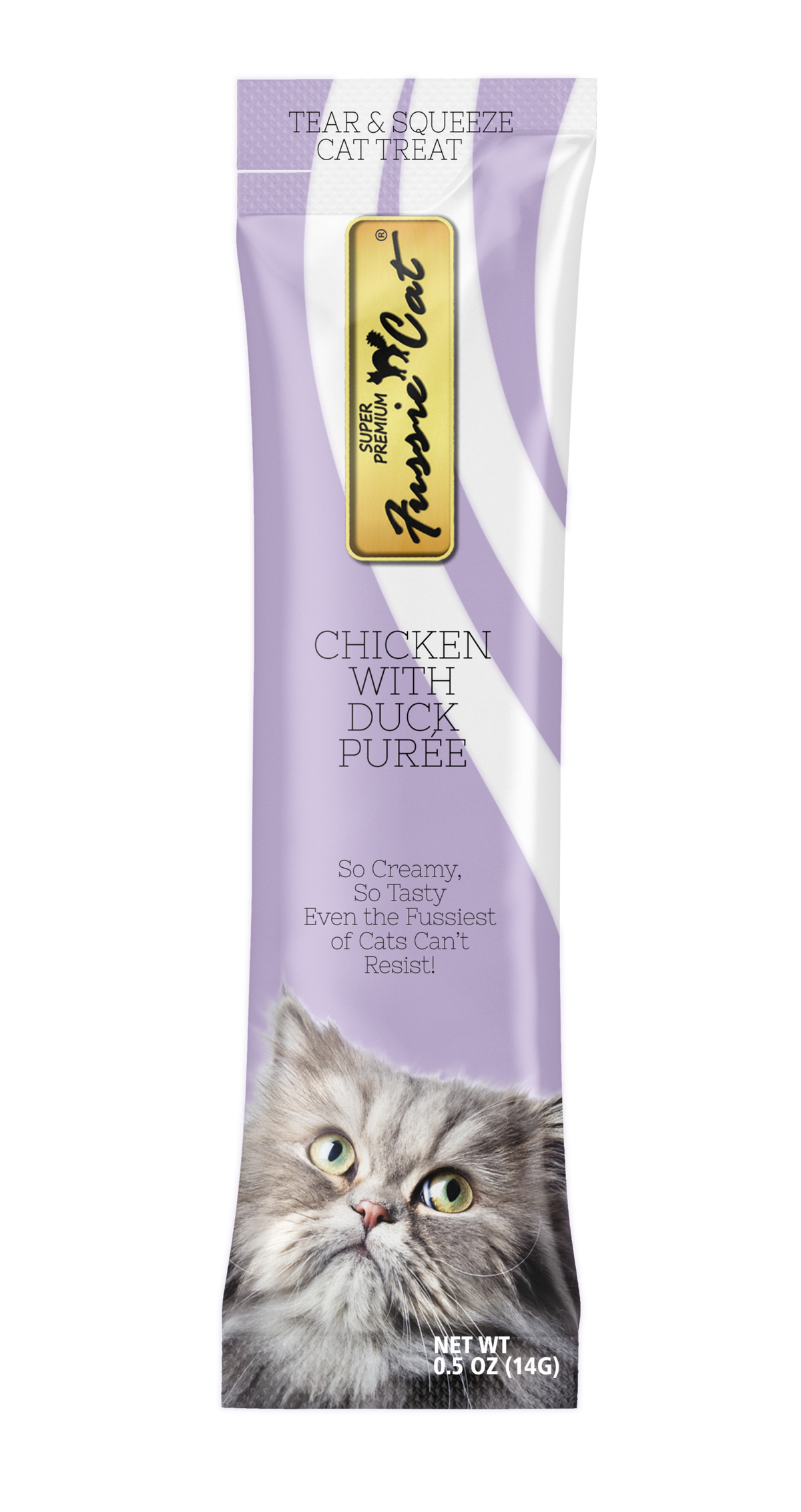 Fussie Cat Poulet avec Canard Purée 4 Tubes pour chat