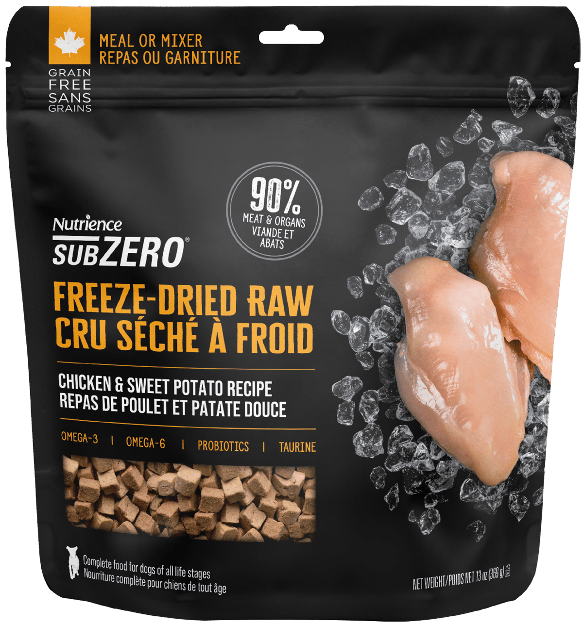 Nutrience SubZero Cru Séché à Froid Pour Chien, Repas de Poulet et Patate Douce