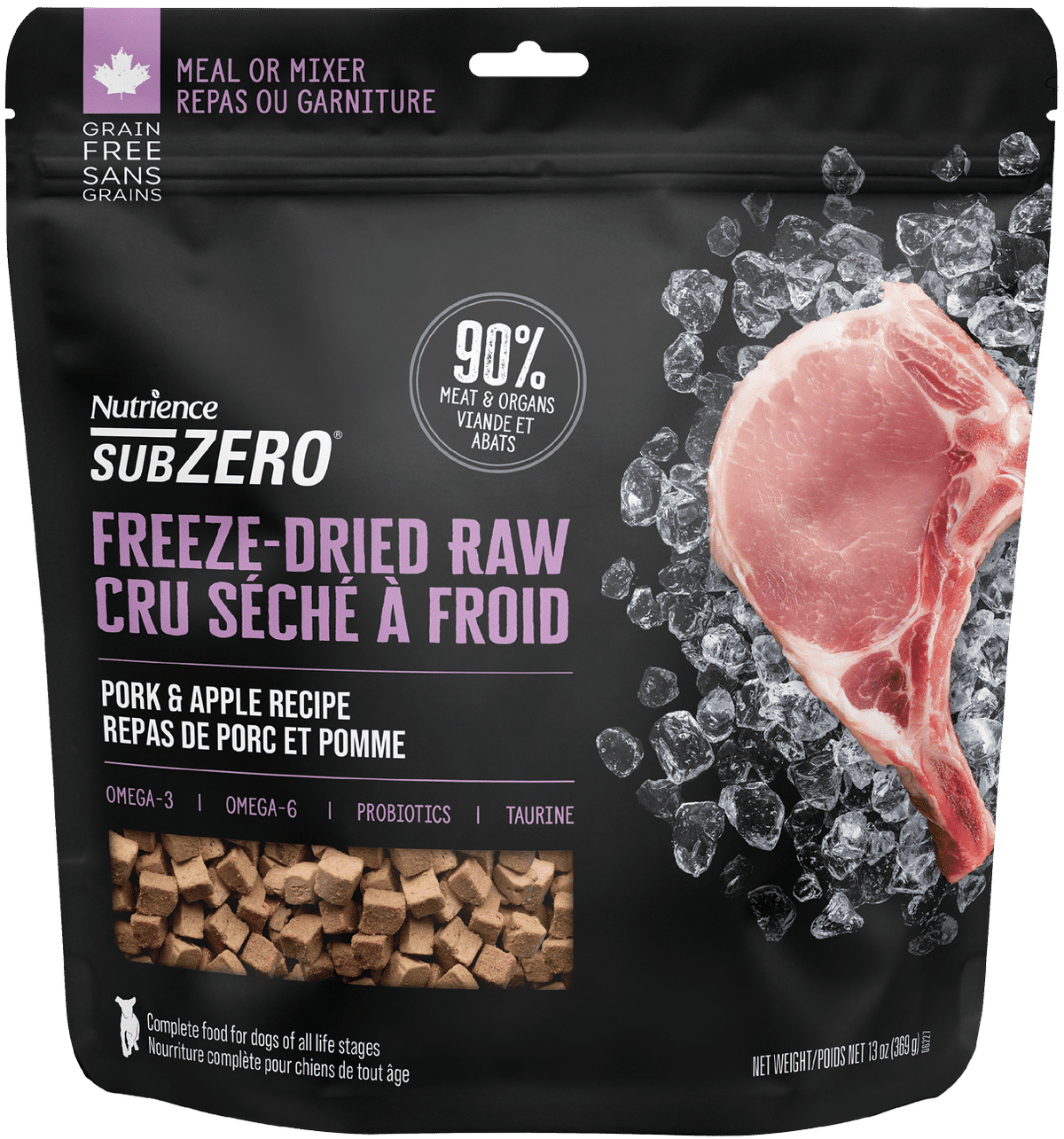 Nutrience SubZero Cru Séché à Froid Pour Chien, Repas de Porc et Pommes