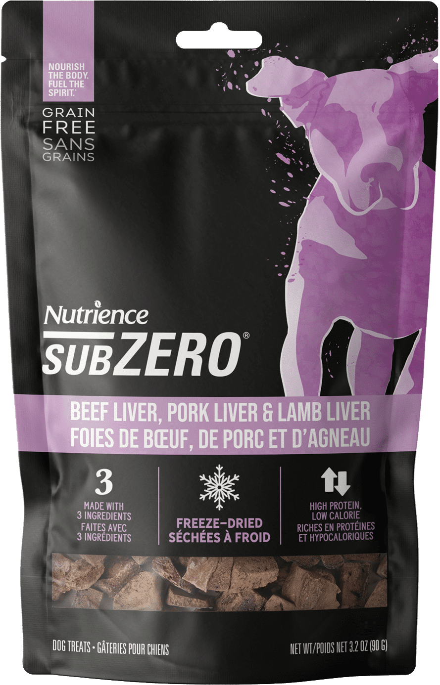 Nutrience Gâteries Séchées à Froid SubZero Pour Chien, Foies de Bœuf, de Porc et d'Agneau