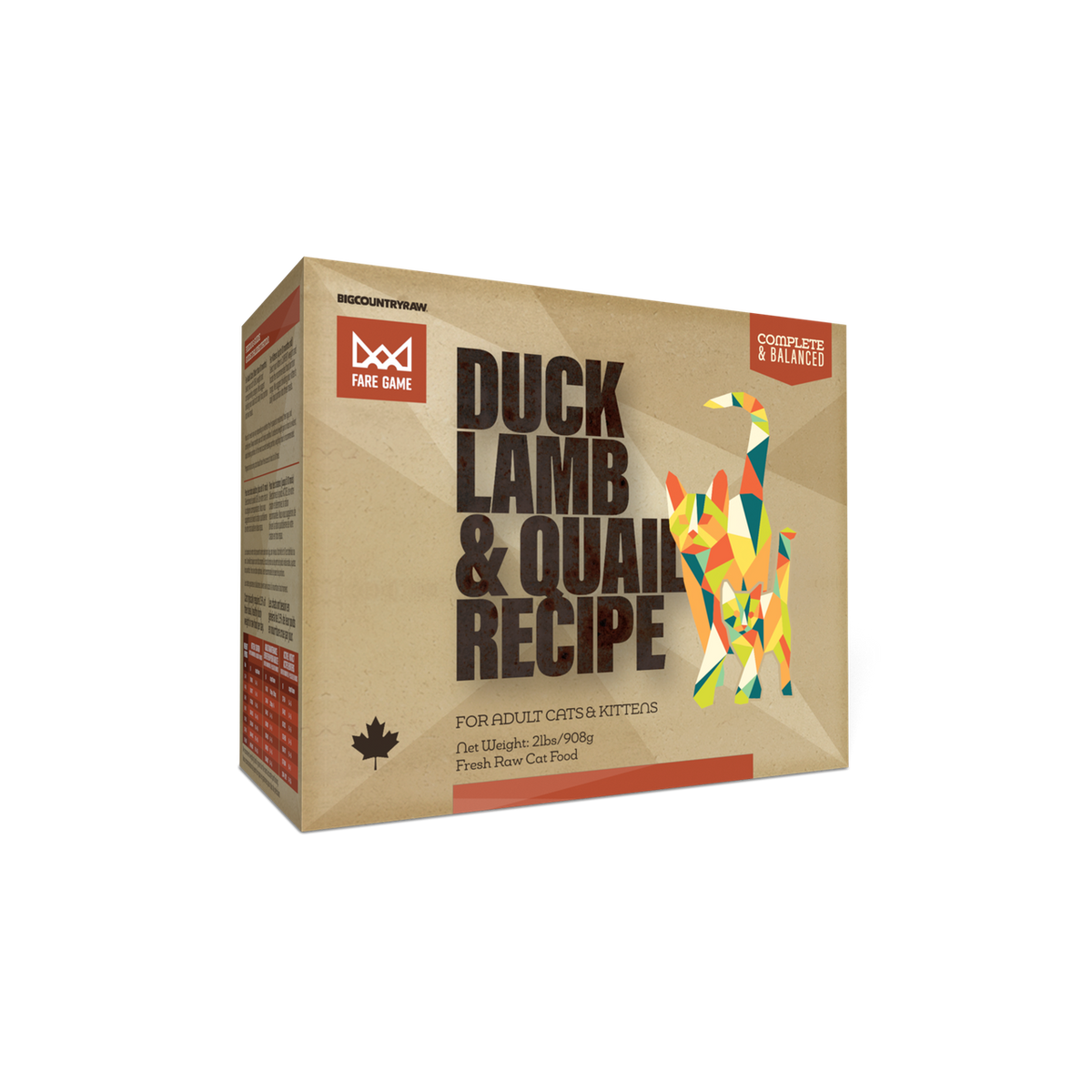 Big Country Raw – Fare Game caille, canard et agneau pour chien et chat