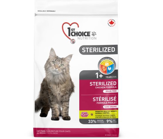1st Choice Nourriture Pour Chat, Stérilisé - Poulet Sans Grains
