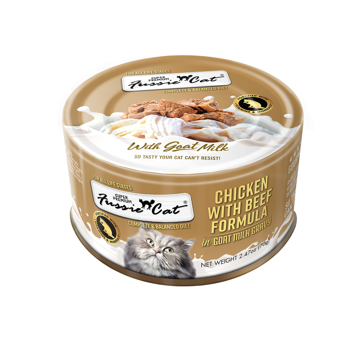 Fussie Cat Super Premium Poulet avec Boeuf au Lait de Chèvre pour chat