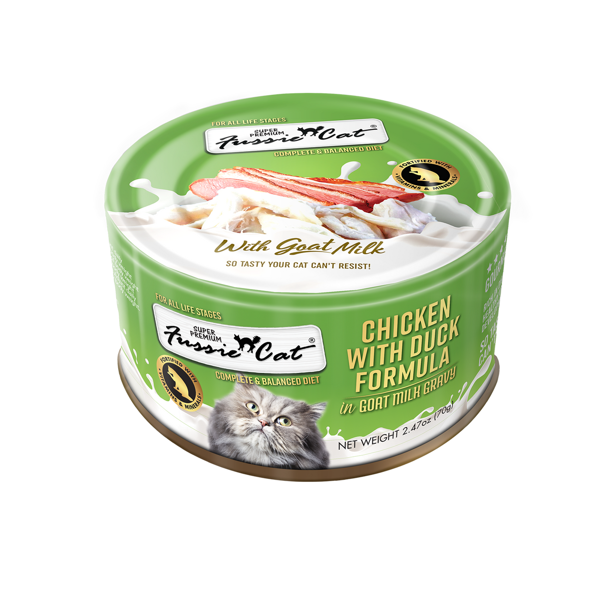 Fussie Cat Super Premium Poulet avec Canard au Lait de Chèvre pour chat