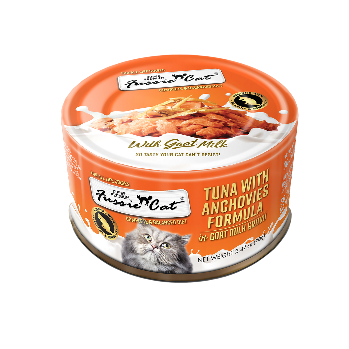 Fussie Cat Conserves pour Chats Thon & Anchois au Lait de Chèvre
