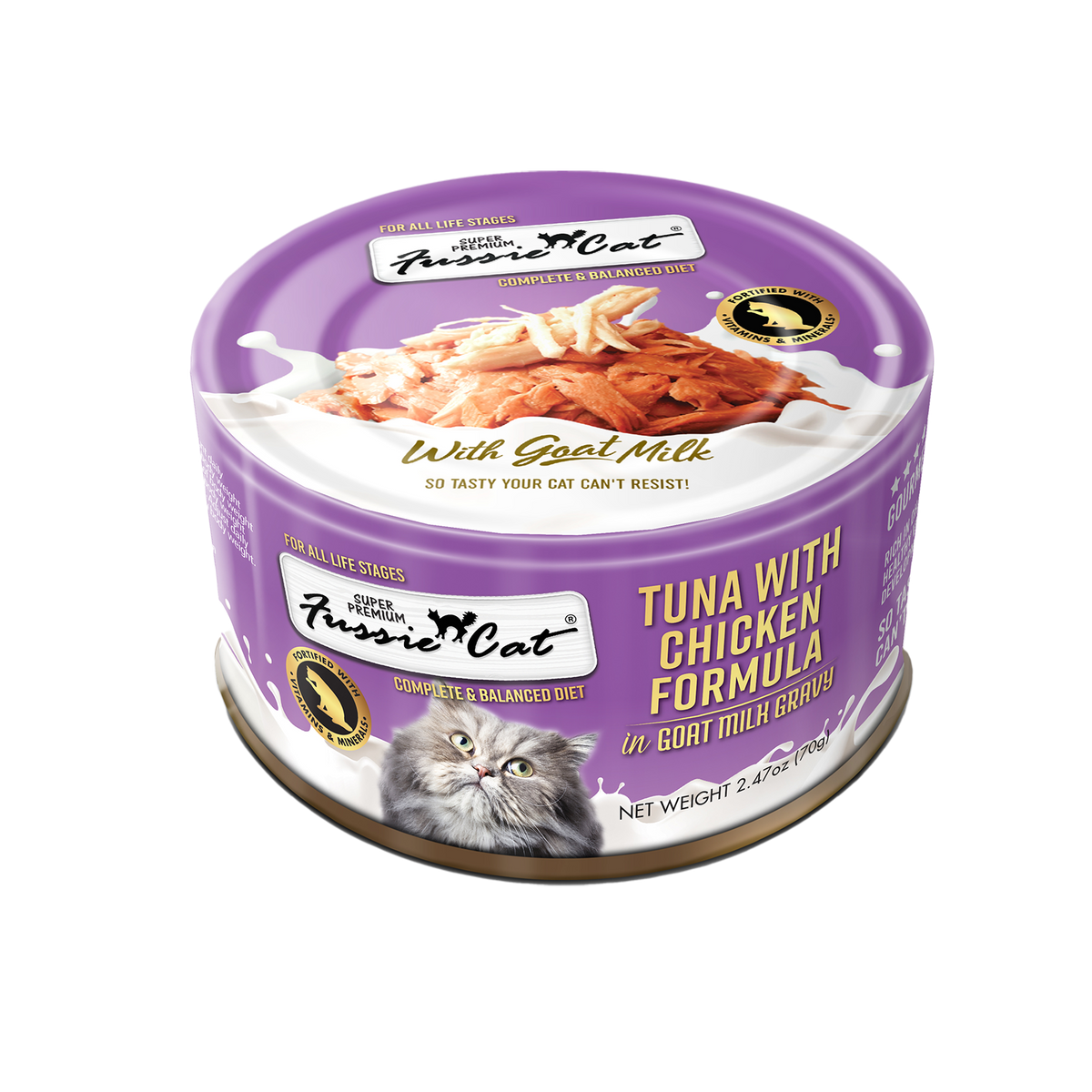 Fussie Cat Conserves pour Chats Thon & Poulet au Lait de Chèvre