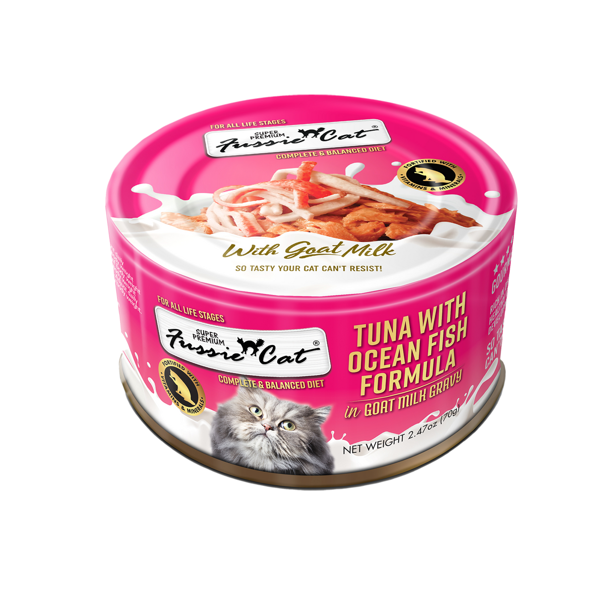 Fussie Cat Conserves pour Chats Thon & Poisson de Mer au Lait de Chèvre