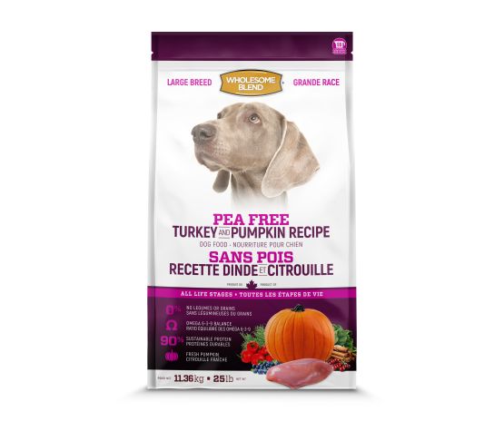 Trouw Nutrition Wholesome Blend Nourriture pour chien de grande race, Sans pois, Dinde et citrouille