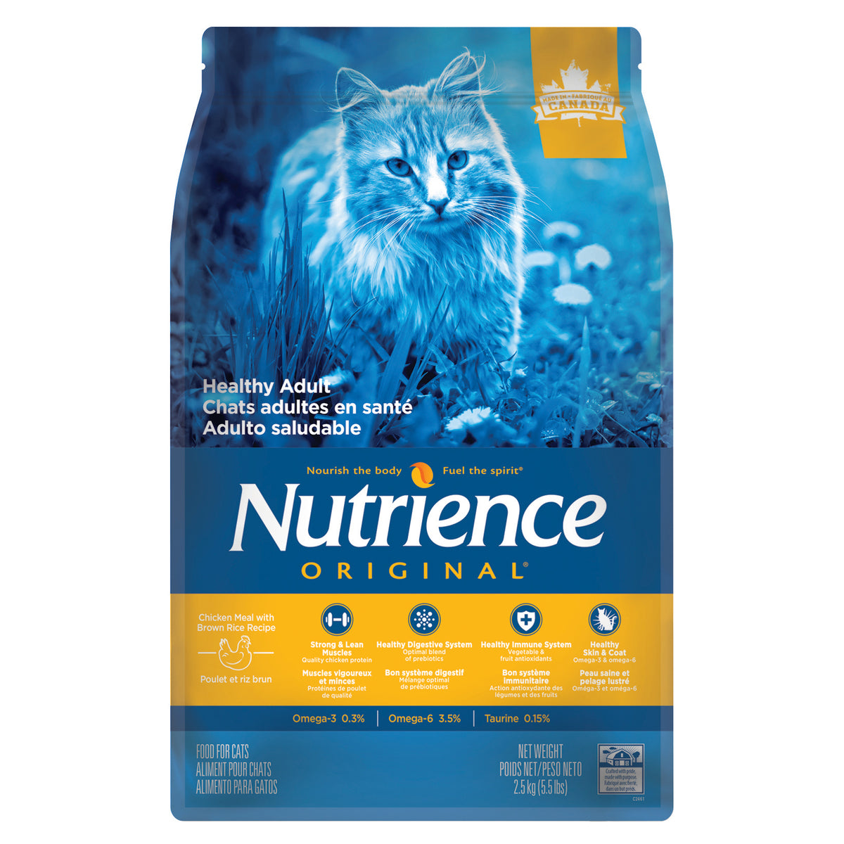 Nutrience Original, Chats Adultes en Santé, Farine de Poulet avec Riz Brun