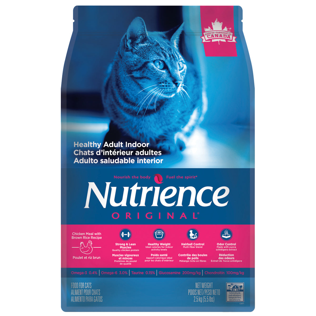 Nutrience Original, Chats d'Intérieur Adultes en Santé, Farine de Poulet avec Riz Brun