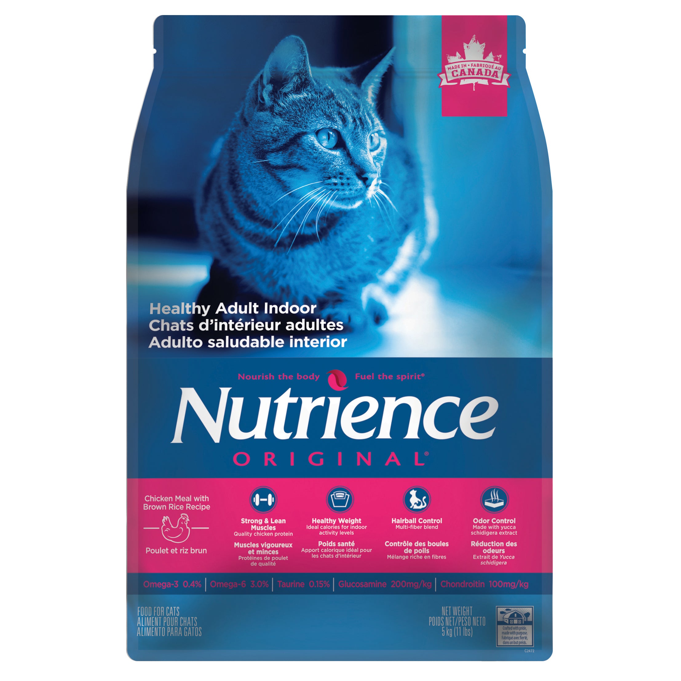 Nutrience Original pour chats adultes d'intérieur, Poulet et riz brun