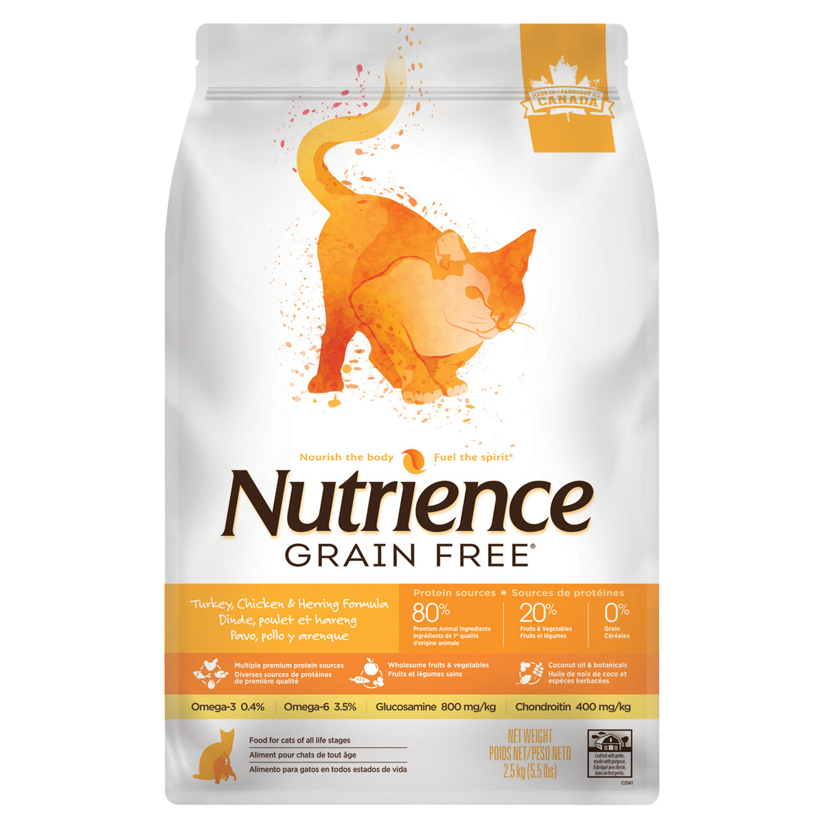 Nutrience Sans Grains Pour Chat, Dinde, Poulet et Hareng