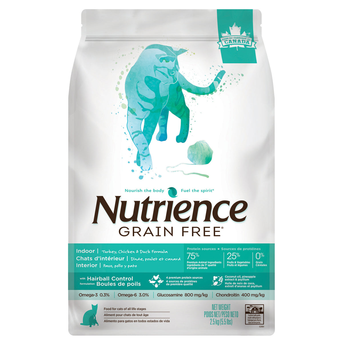 Nutrience Sans Grains, Formulation pour Chats d'Intérieur, Dinde, Poulet et Canard