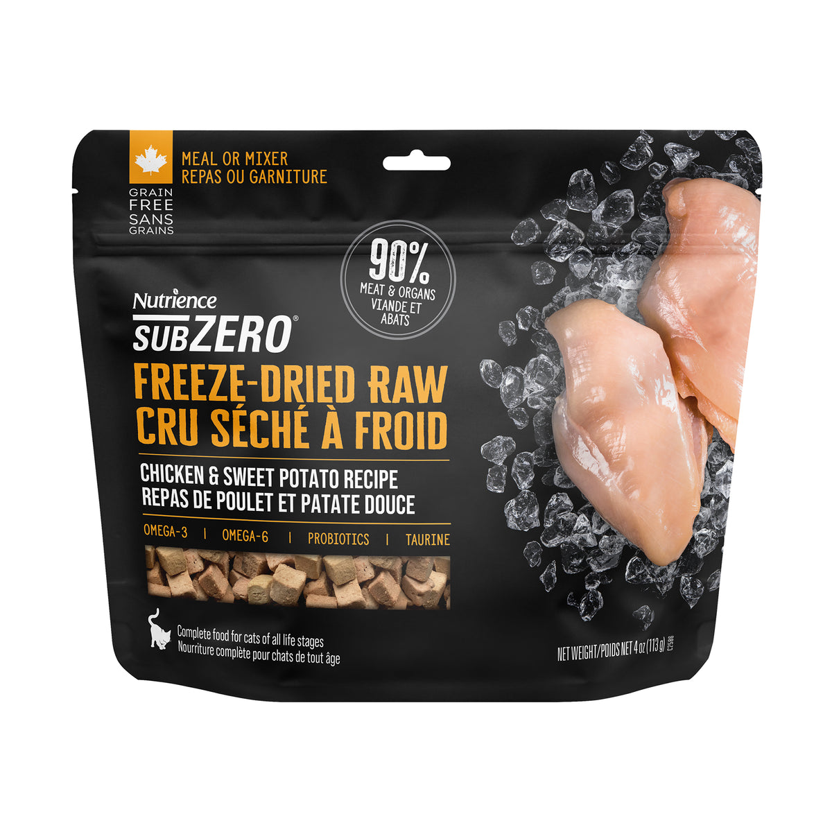 Nutrience SubZero Cru Séché à Froid Pour Chat, Repas de Poulet et Patate Douce