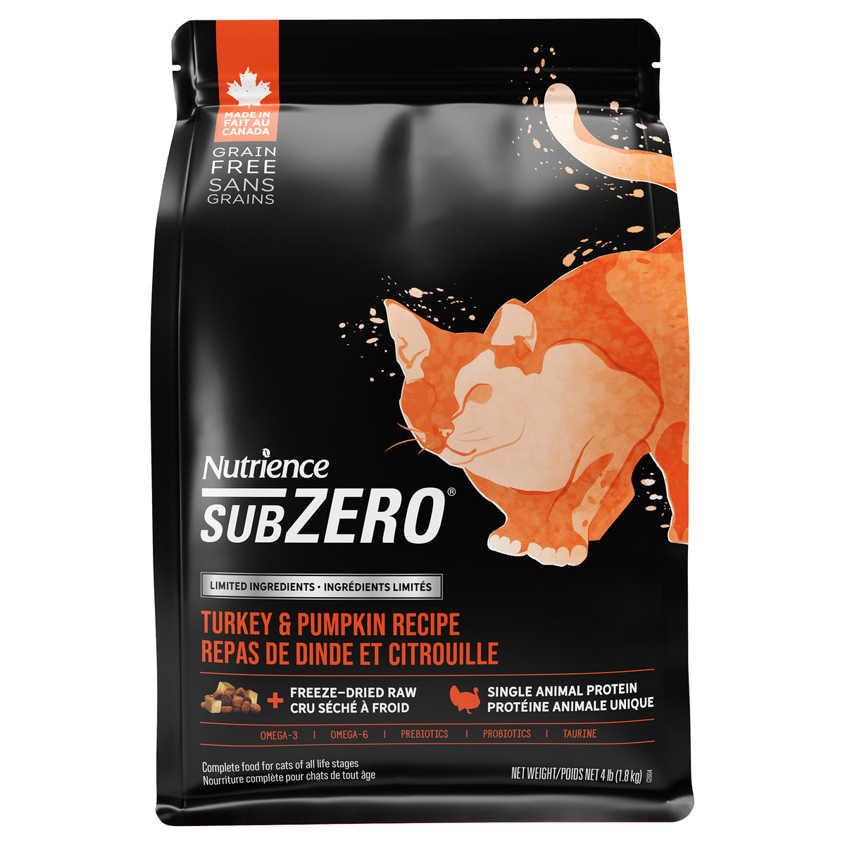 Nutrience SubZero à Ingrédients Limités Pour Chat, Repas de Dinde et Citrouille