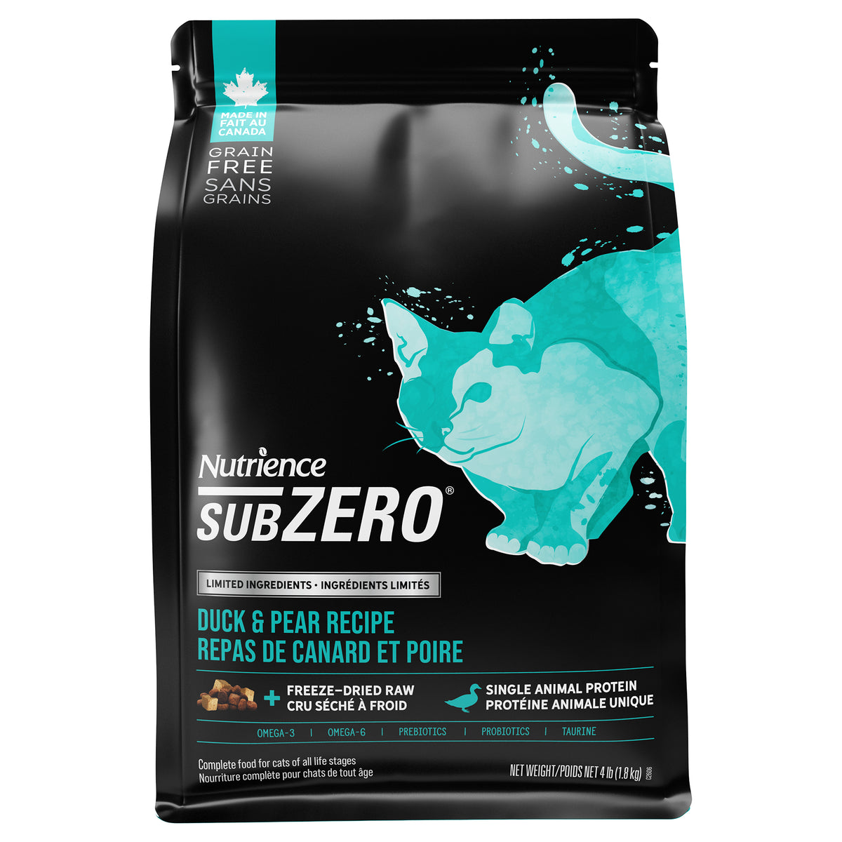 Nutrience SubZero à Ingrédients Limités Pour Chat, Repas de Canard et Poire