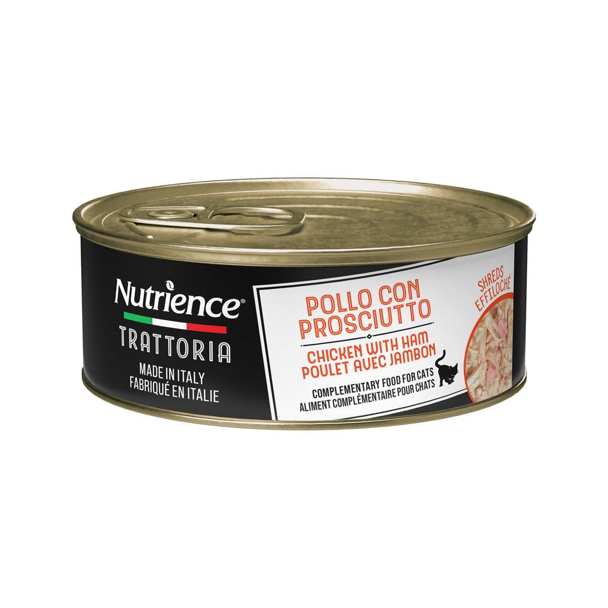 Nutrience Trattoria Pour Chat, Effiloché avec Poulet et Jambon