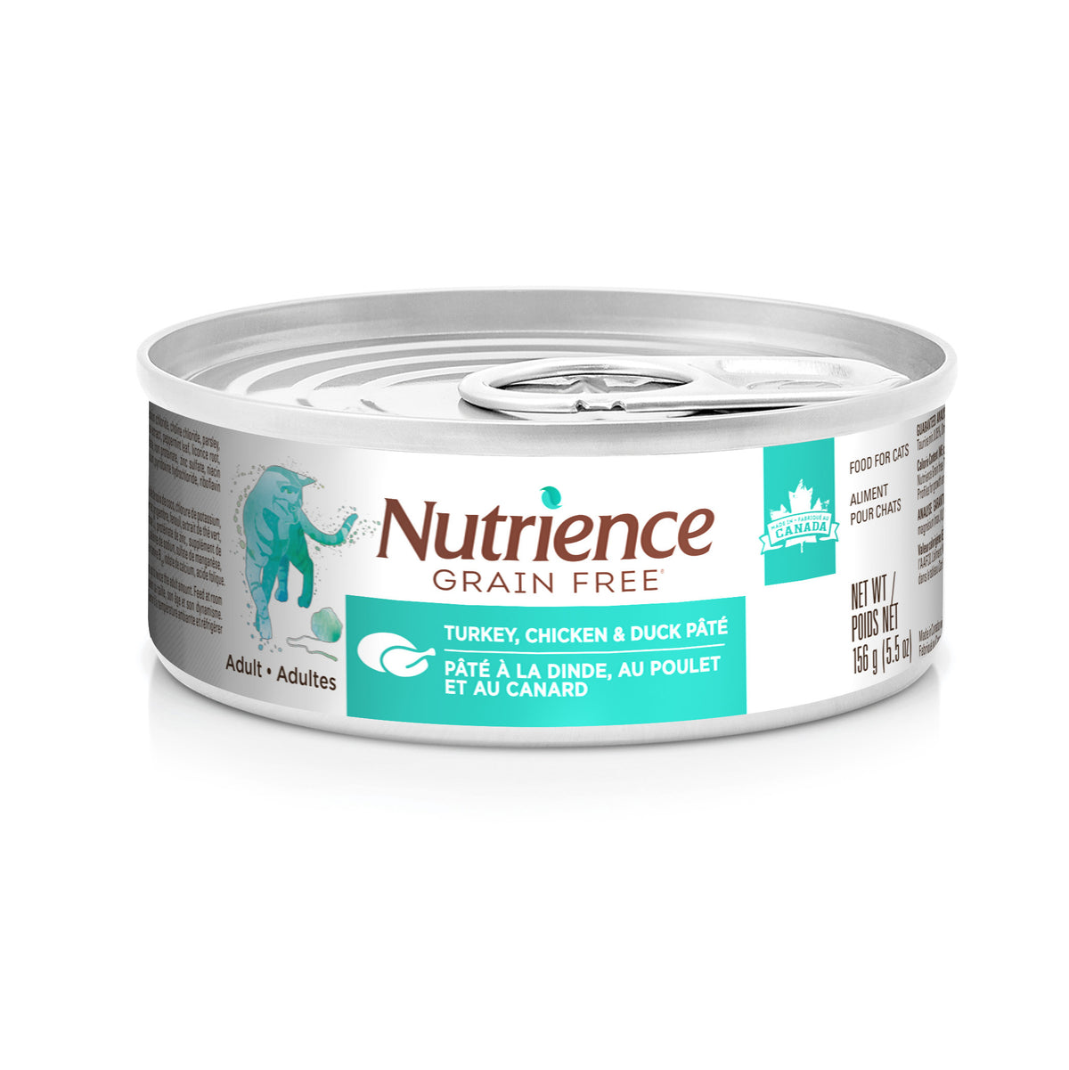 Nutrience Pâté Sans Grains pour Chats d'Intérieur, Dinde, Poulet et Canard