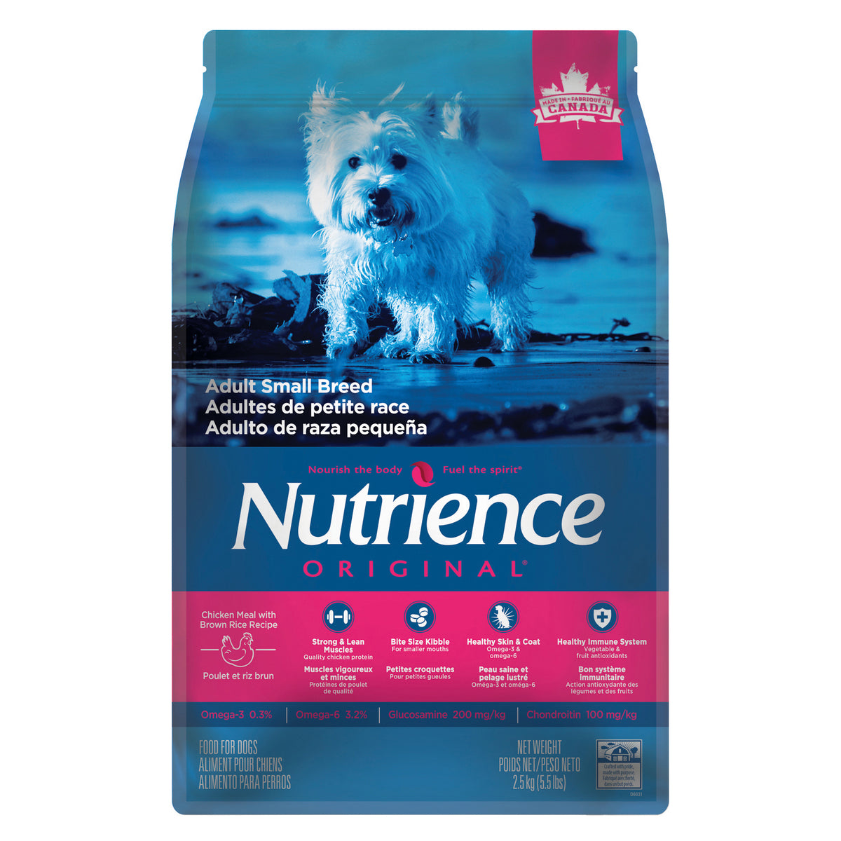 Nutrience Original, Chiens Adultes de Petite Race, Farine de Poulet avec Riz Brun