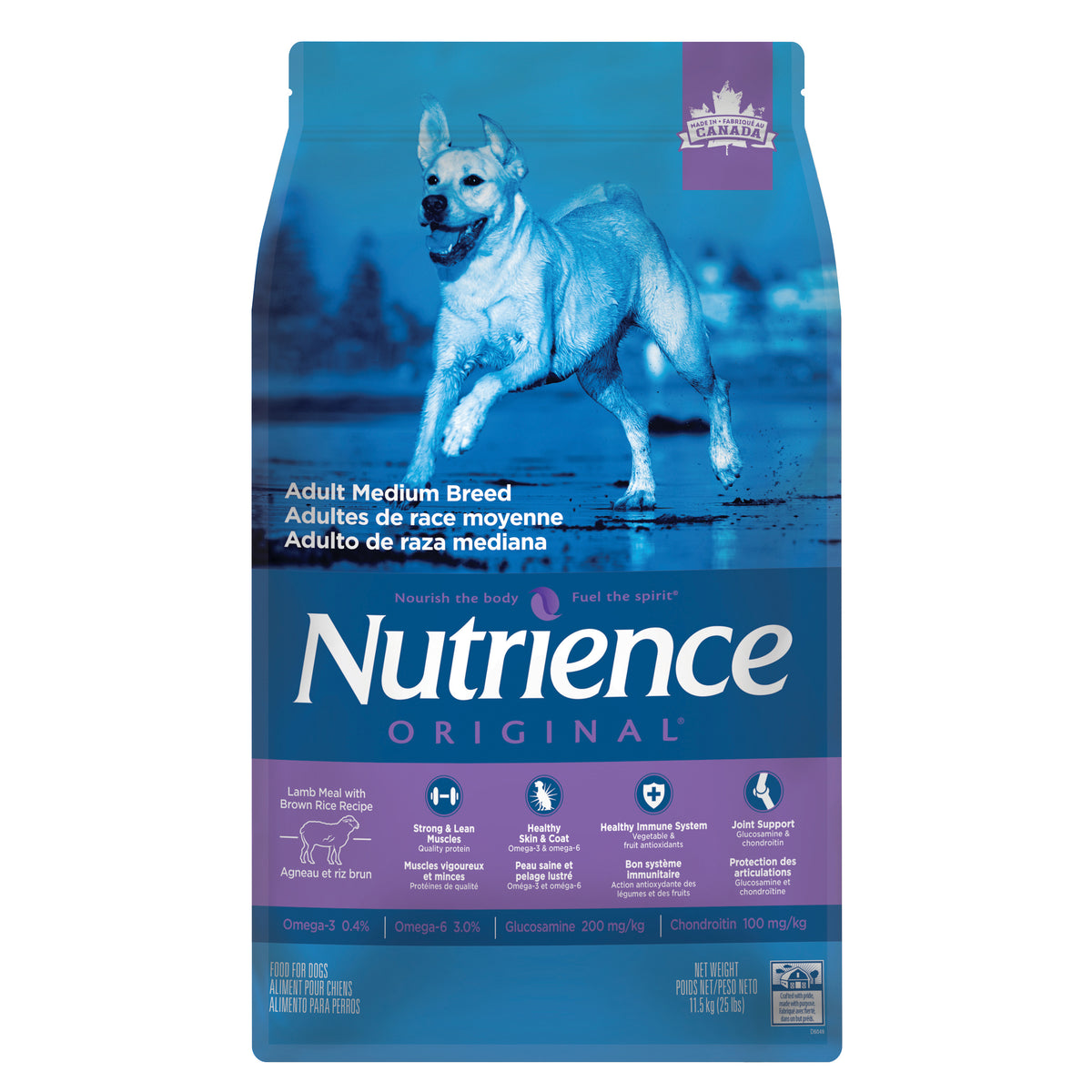 Nutrience Original, Chiens Adultes de Race Moyenne, Farine d'Agneau avec Riz Brun