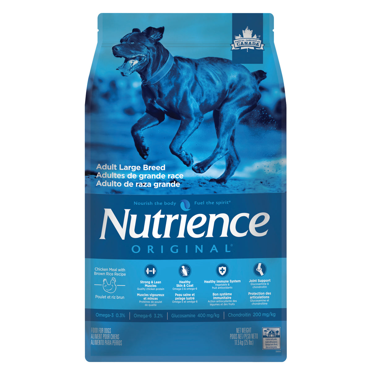 Nutrience Original, Chiens Adultes de Grande Race, Farine de Poulet avec Riz Brun