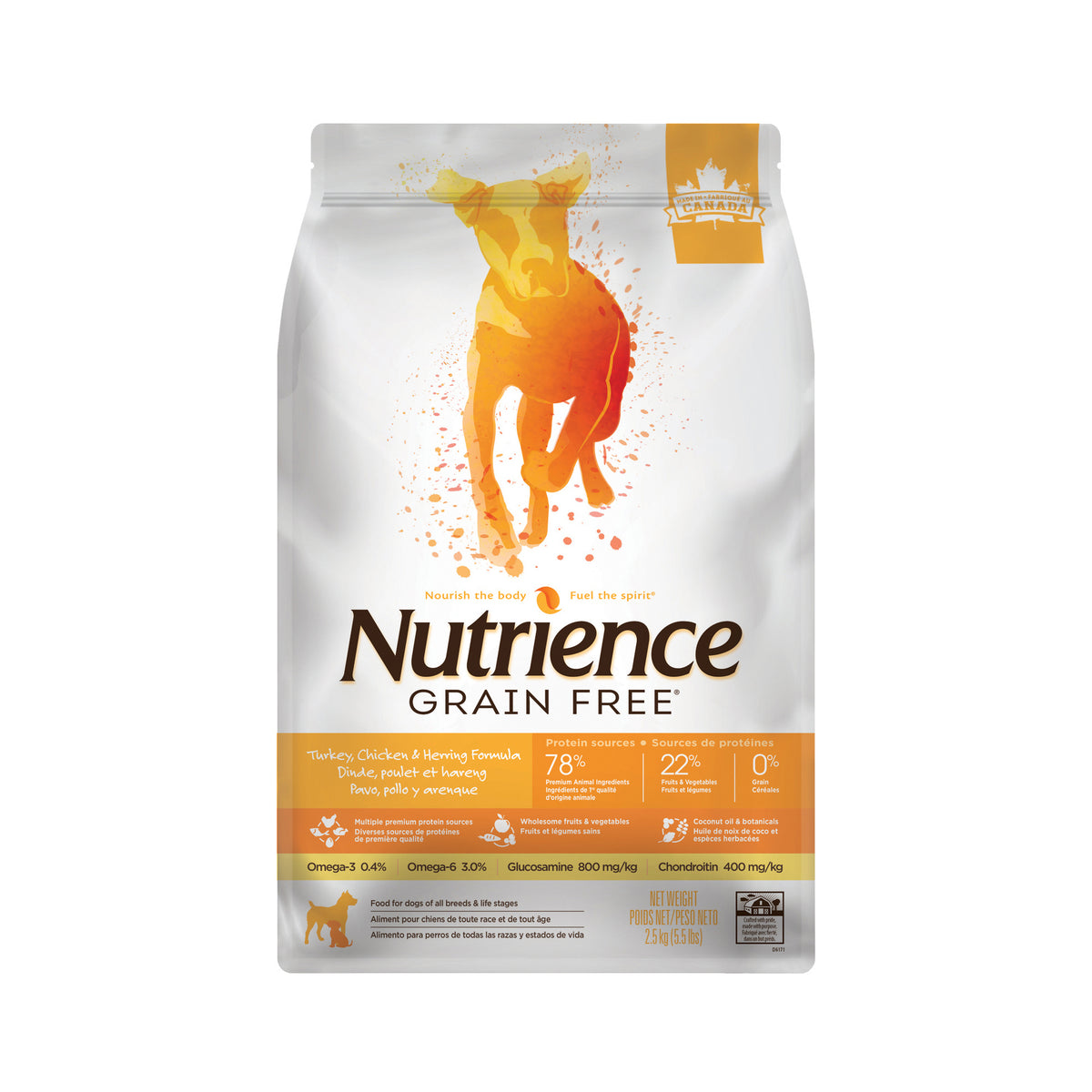 Nutrience Sans Grains Pour Chien, Dinde, Poulet et Hareng