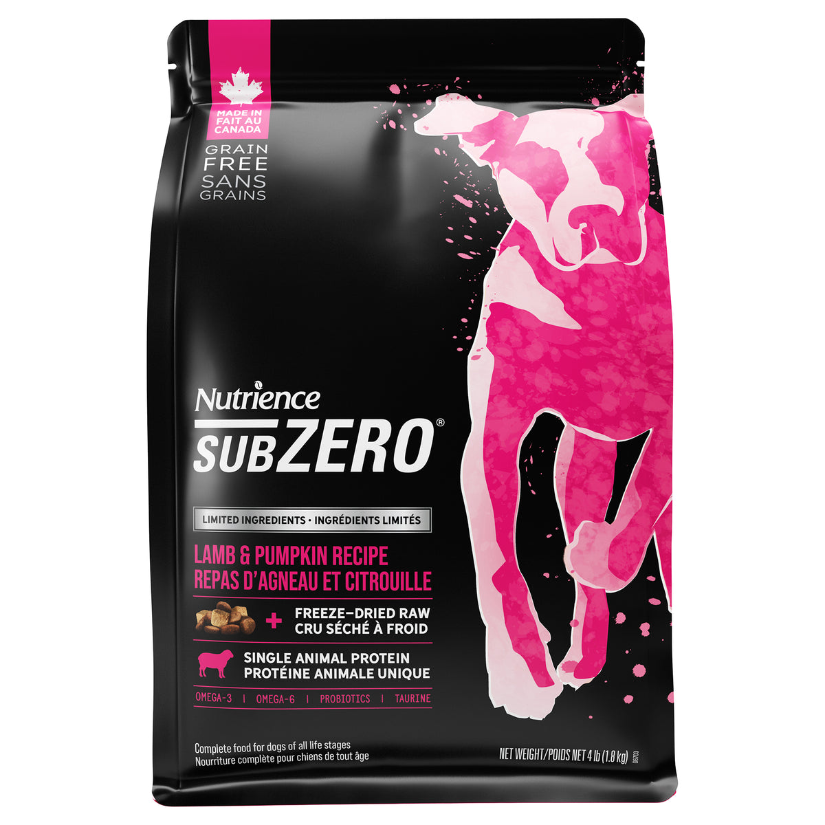 Nutrience SubZero à Ingrédients Limités Pour Chien, Repas d'Agneau et Citrouille