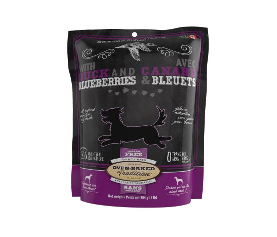 Obt Gâteries Pour Chien, Sans Grains, Biscuits Canard Et Bleuets 454 g