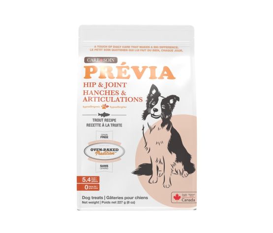 Obt Gâteries Pour Chien, Sans Grains / Prévia - Hanches & Articulations, Recette à La Truite 227 g