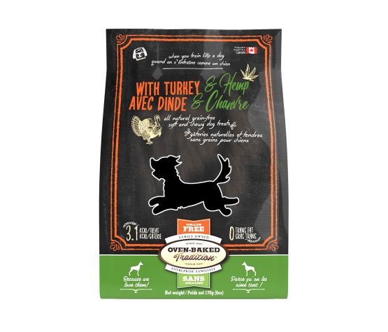 Obt Gâteries Pour Chien, Sans Grains, Tendres à La Dinde Et Au Chanvre 170 g