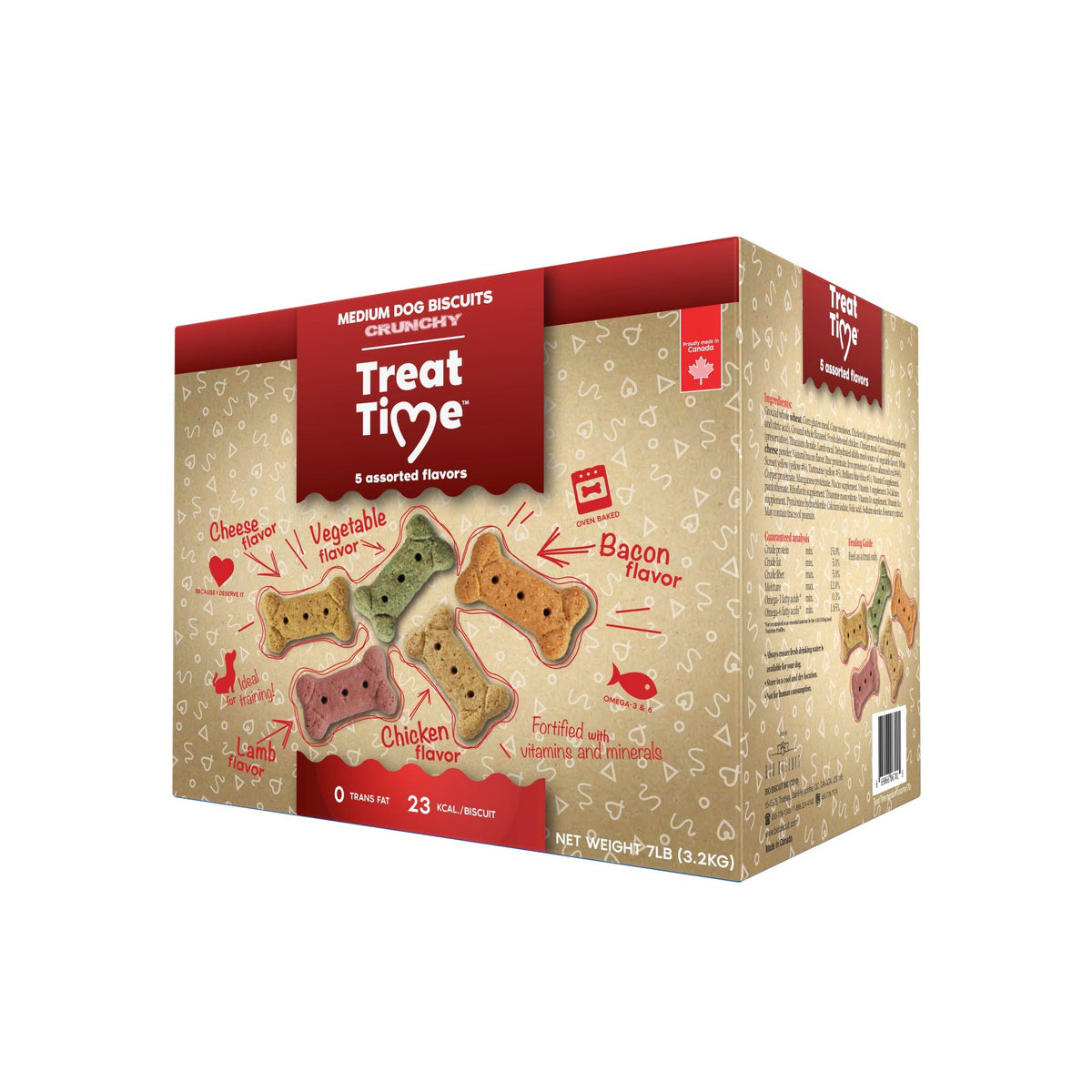Treat Time Gâteries Pour Chien - Biscuits Assortis, Moyens 7 lb