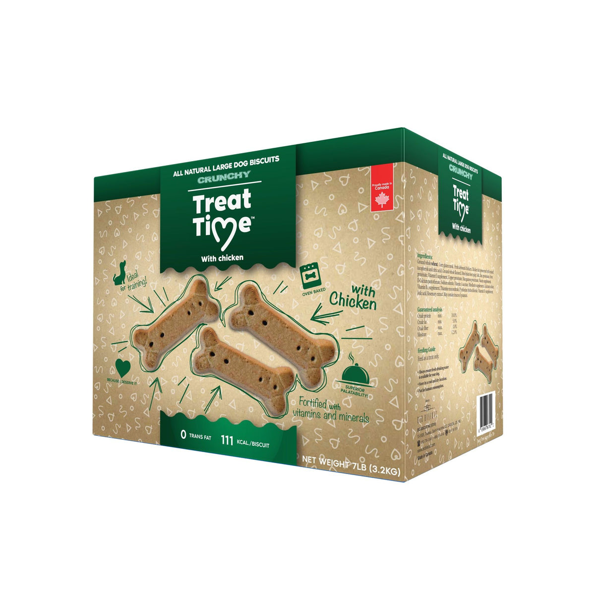 Treat Time Gâteries Pour Chien - Biscuits Natures, Poulet, Large 7 lb
