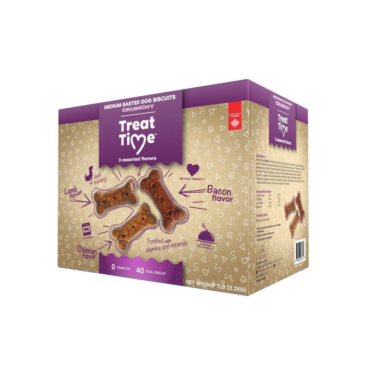 Treat Time Gâteries Pour Chien - Biscuits Enrobés, Assortis, Moyens 7 lb