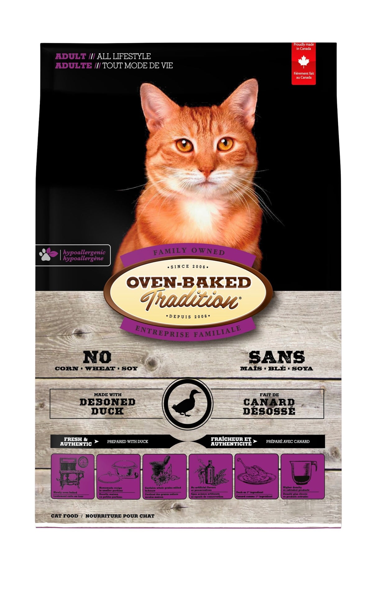 Oven-Baked Tradition – Nourriture sèche avec grains au canard pour chat adulte