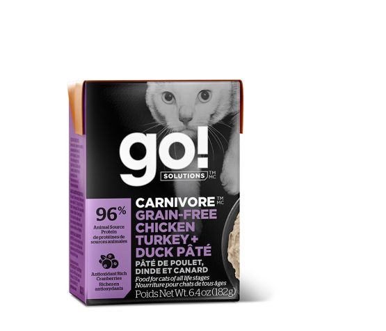 Go! Tetra Pak Carnivore Sans Grains Pâté De Poulet, Dinde et Canard Pour Chat